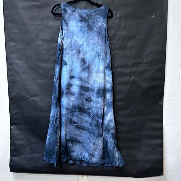 J.Jill Black Tie Dye Size Petite XL Extra Large Tencel Blue Dress Sleeveless - Picture 2 of 10